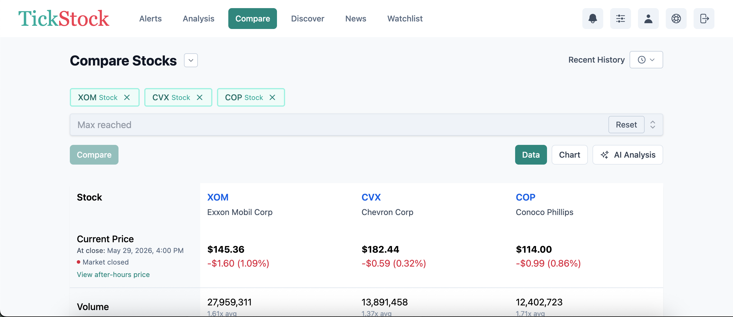 Compare page
